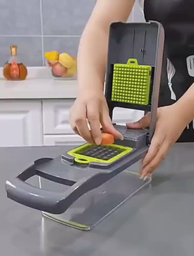 16 in 1 Multifunctional Vegetable Chopper, Cutter, Dicer & Slicer with 8 Interchangeable Blades