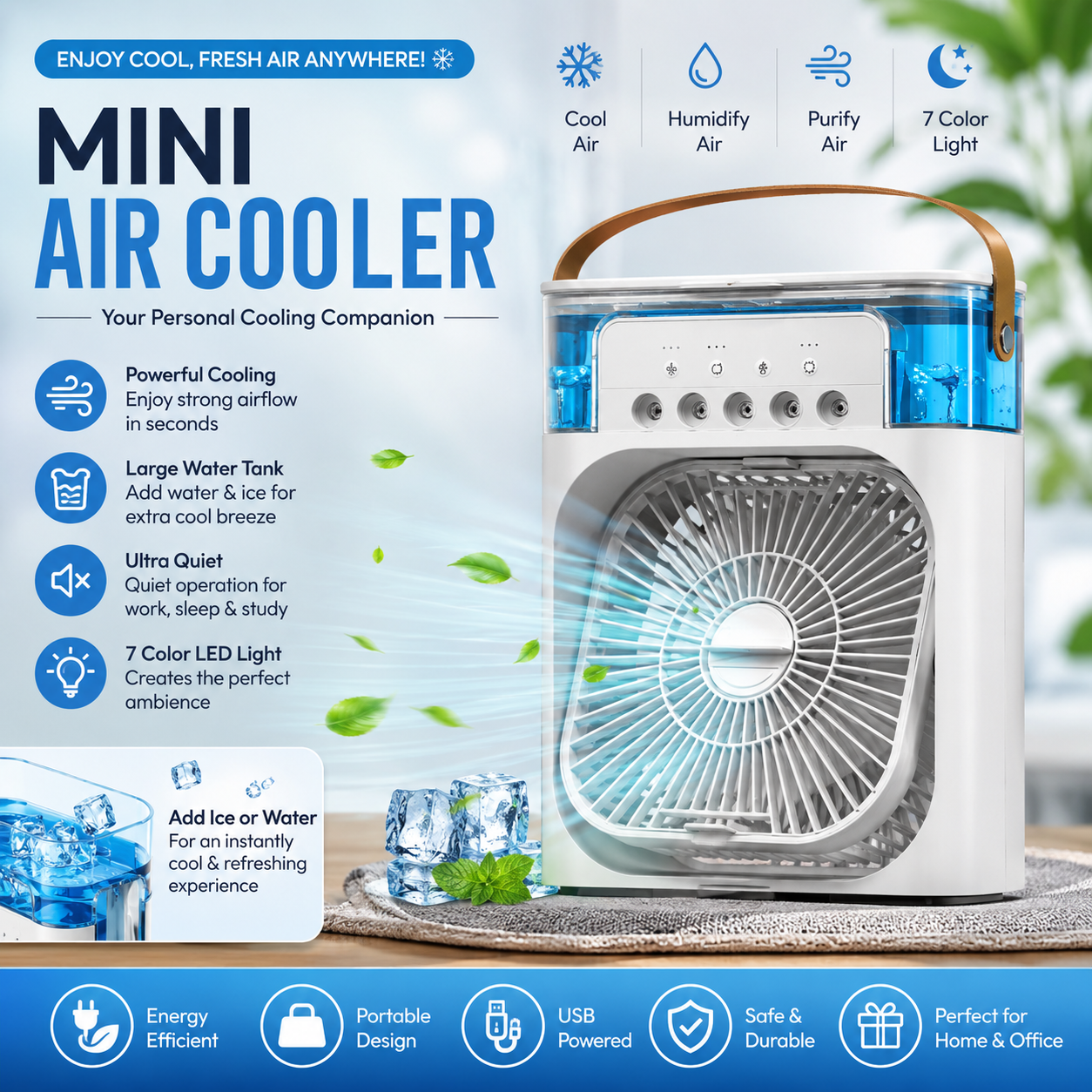 Mist Cooling Fan - Mini Air Cooler  | USA Quality