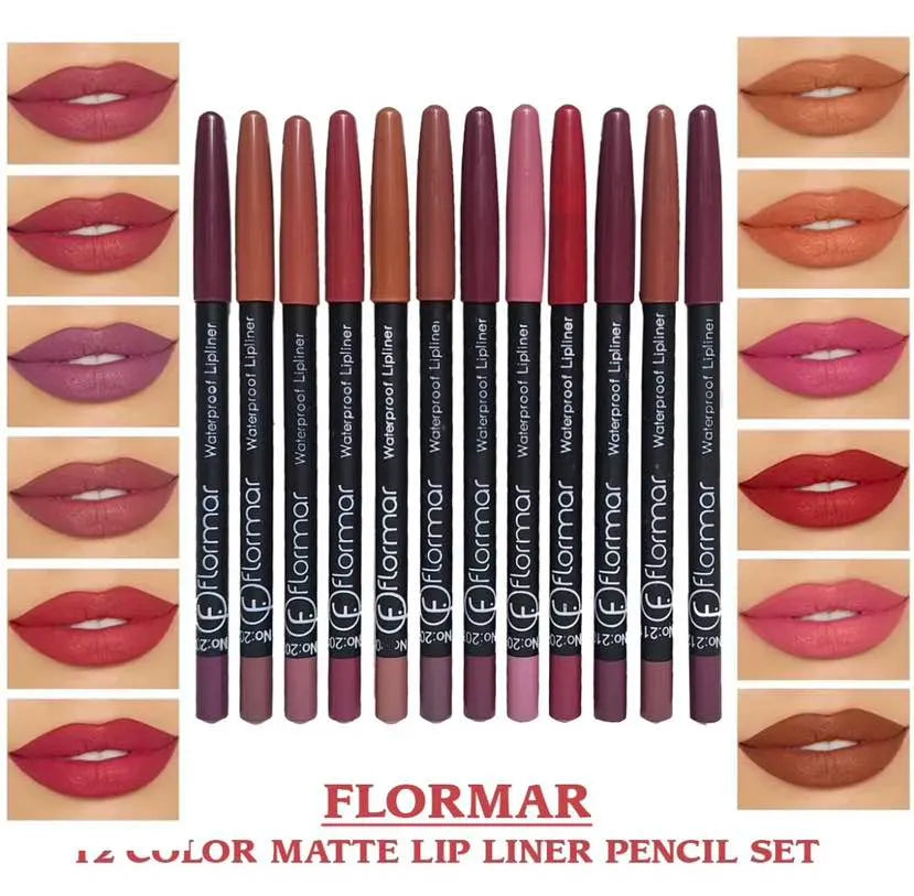 12 Colour Waterproof Lip Liner Pencil Set