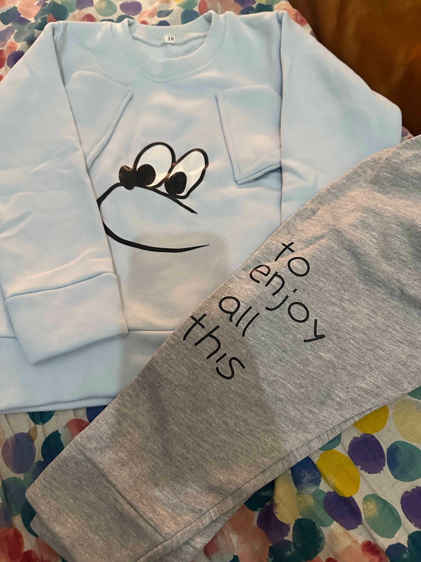 blue Boss printed Swetshirt And Pajama Trouser Tracksuit For Kids Baby Boys