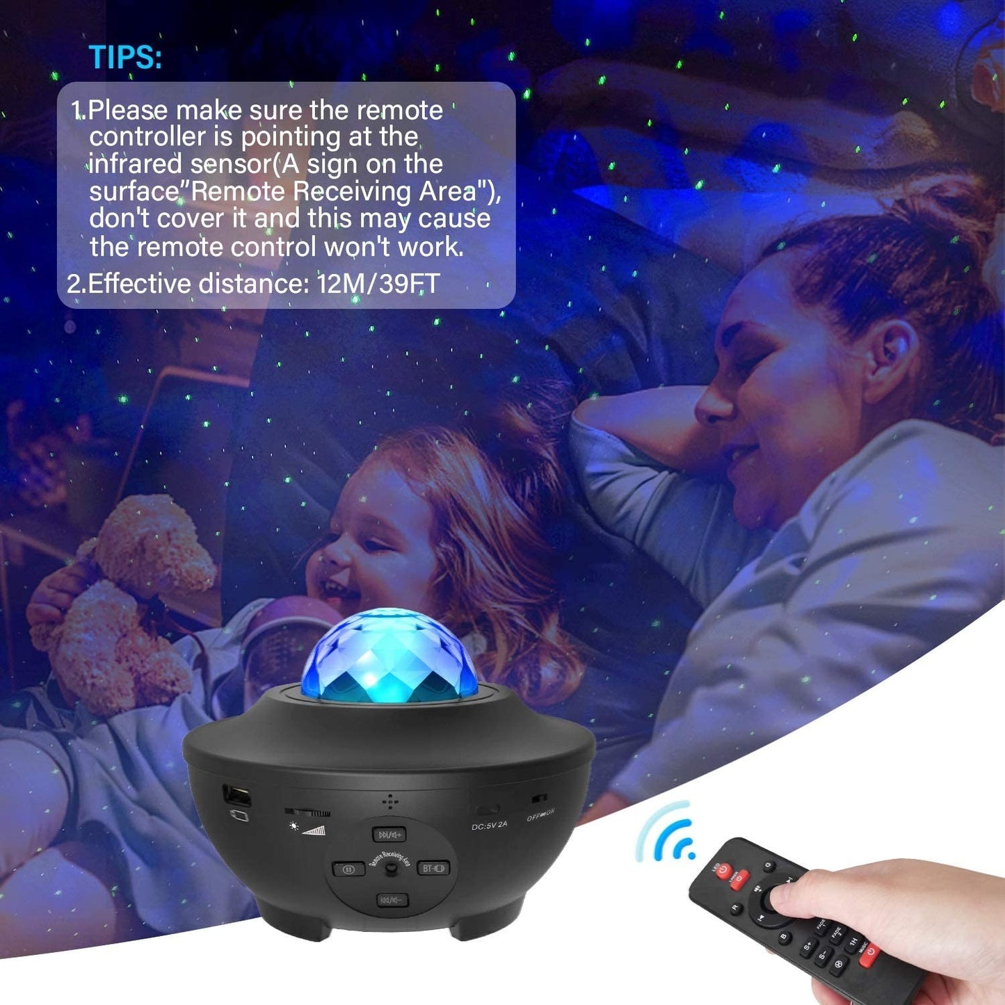 LED Starry Galaxy Projector Night Light Rotating Star Moon Lamp